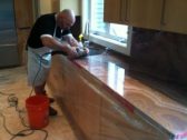 Kitchen countertop restoration with owner, Paul