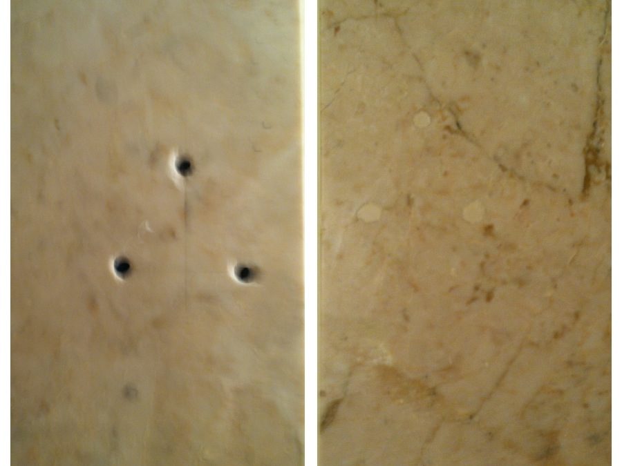 Chip and hole repair on granite and marble