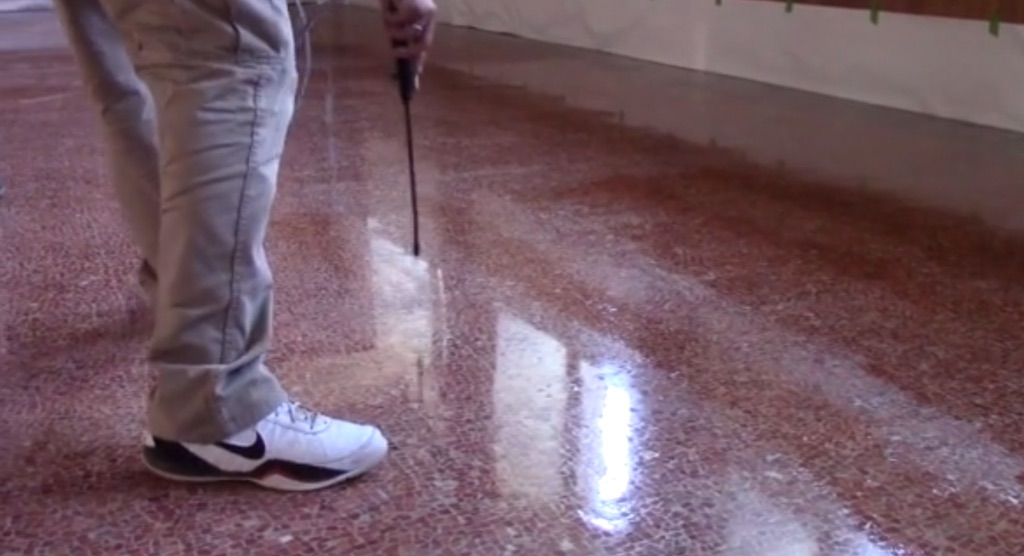 Polishing a “wavy” limestone ballroom floor