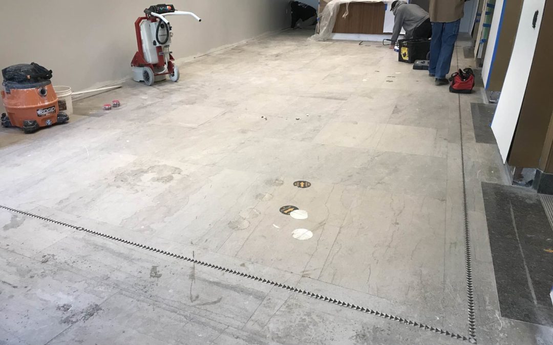 Damaged limestone floor restored in Boston